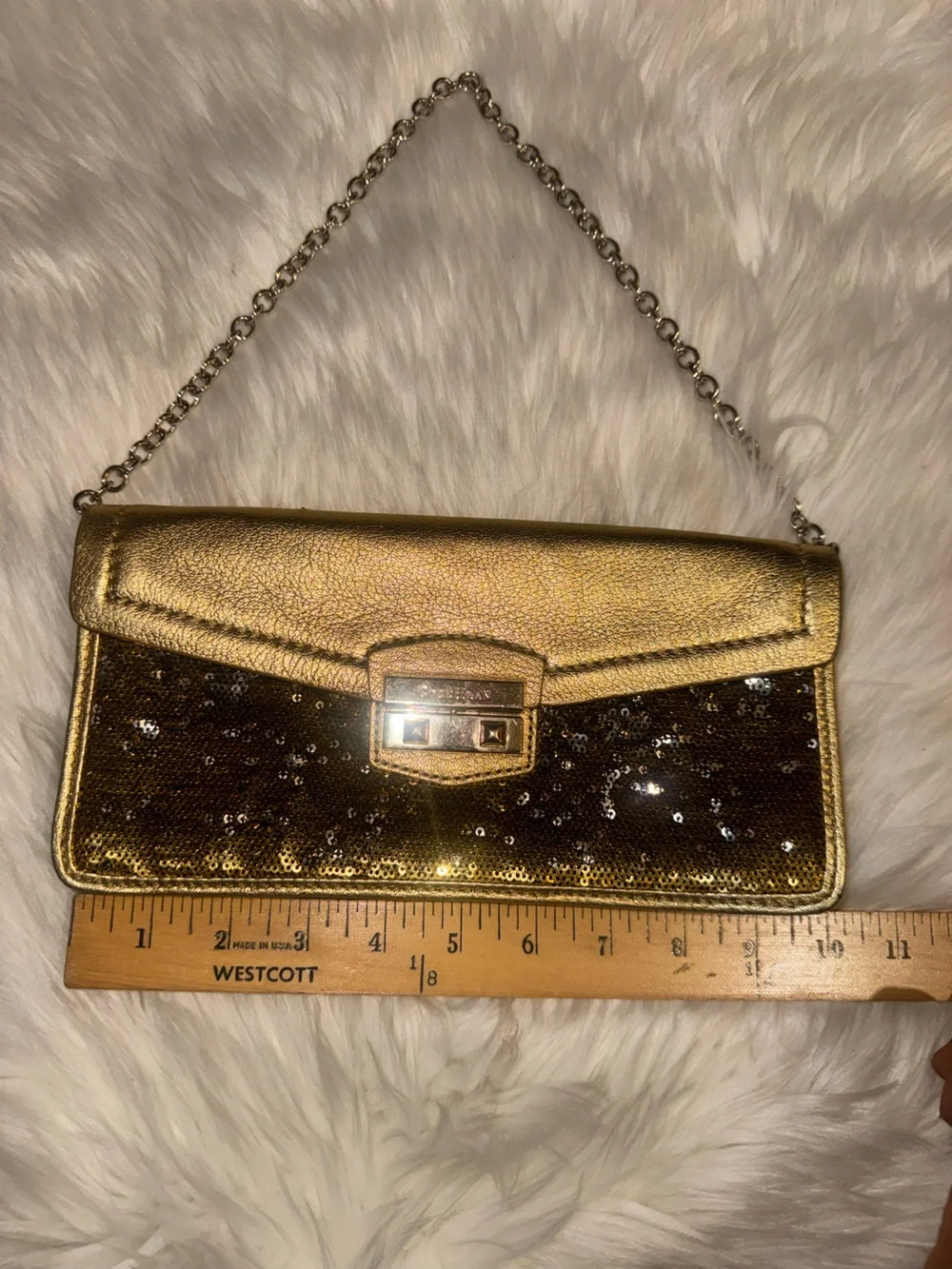 Cole Haan Gold Metallic Chain Wallet-Clutch